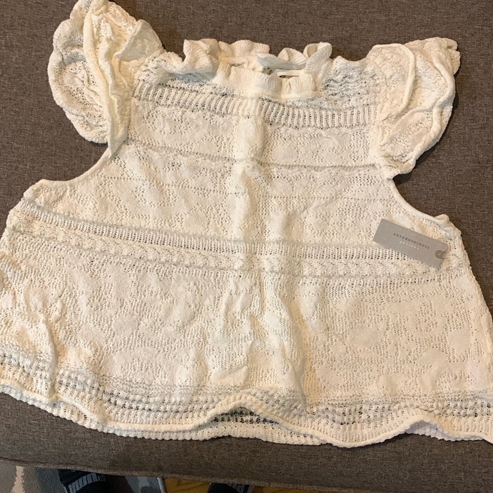 Ivory knit Anthropologie top